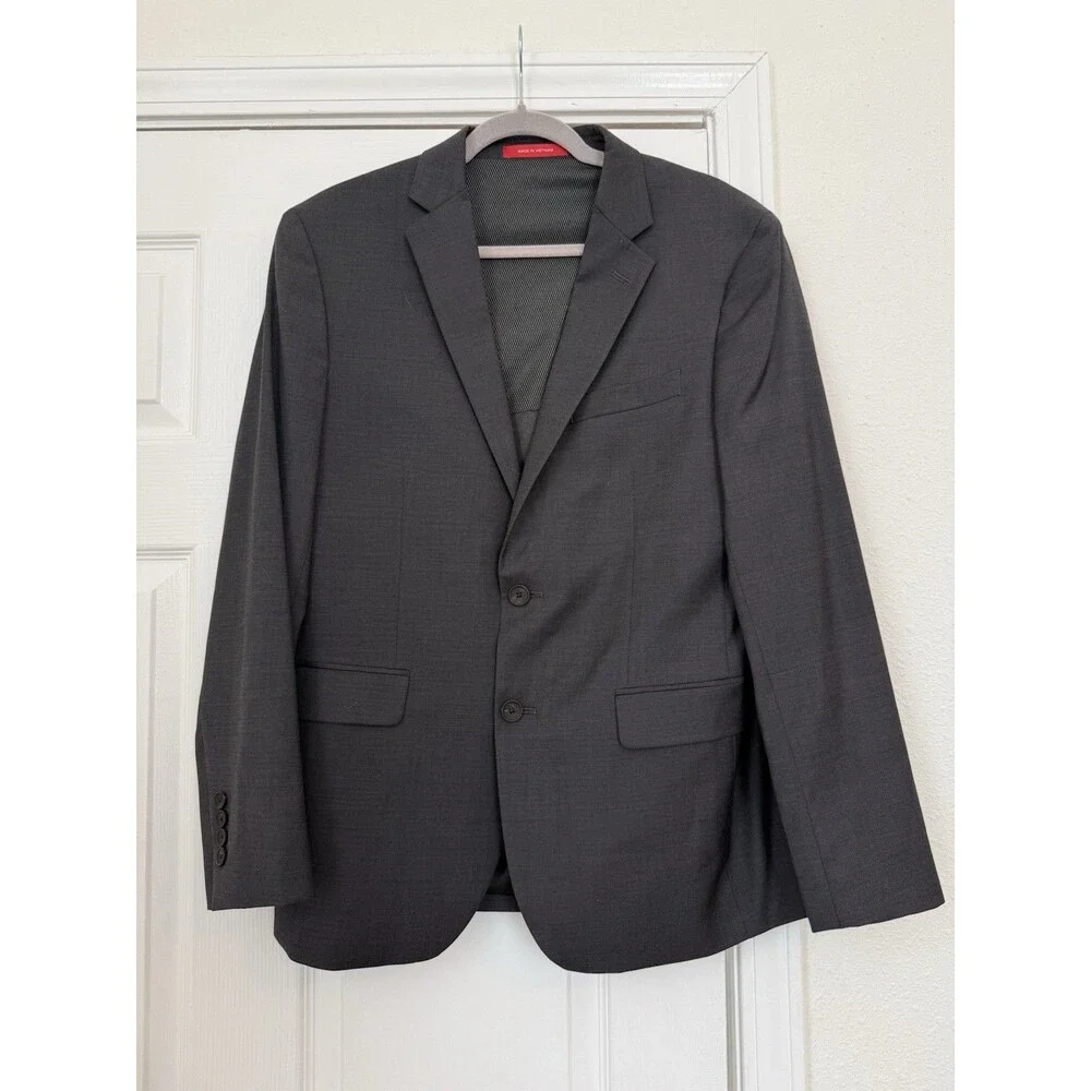 Kenneth Cole Awearness Blazer 40 Regular Dark Grey Wool Blend